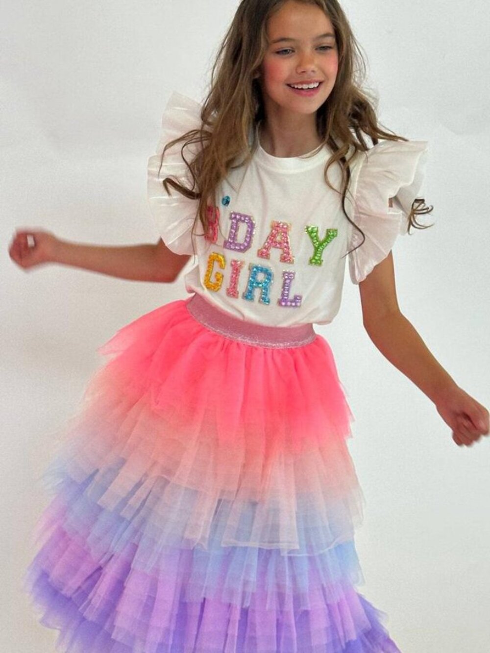 Birthday Girl Gem Ruffle Shirt